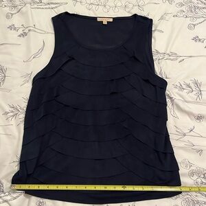 Sleeveless top Navy Blue Suede ruffle size M Skies are Blue brand